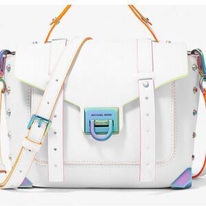 NWOT Michael Kors Manhattan Medium Contrast-Trim Leather Satchel